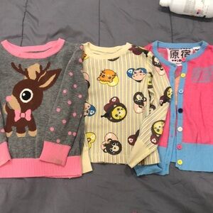 Set of 3 Long Sleep Tops Sweater Cardigan Sanrio Harajuku Lovers Toddler Size 4